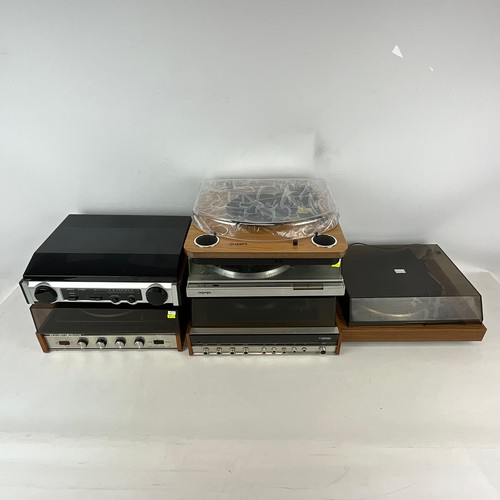 43 - Vintage electronic audio equipment, a group of five vintage turntables to include two Garrard exampl... 