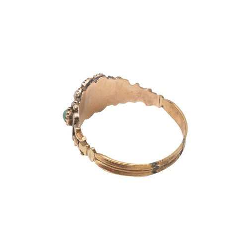 4 - A Victorian gold, pearl, turquoise and amethyst  ring, tested as 12ct gold, size R, weight 2.6 grams... 