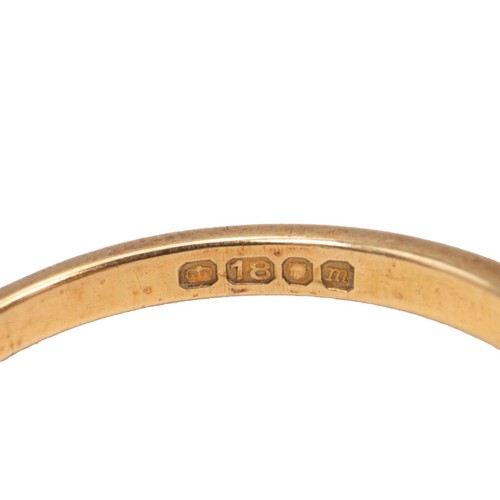 7 - An 18ct gold dress ring with a central citrine flanked by two diamonds in heart-shaped mounts, size ... 