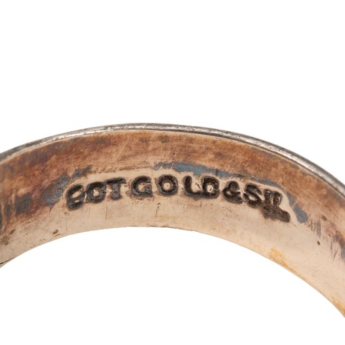 17 - A 9ct gold rope twist ring (marked 18ct), size T, weight 4.5 grams. Two include two gold on silver r... 