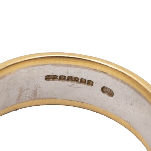 26 - An 18ct hallmarked yellow and white gold wedding band size P, weight 9.8 grams.