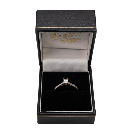 27 - 18ct white gold and diamond ring, the solitaire diamond weighing approx 0.11ct, in a four claw setti... 