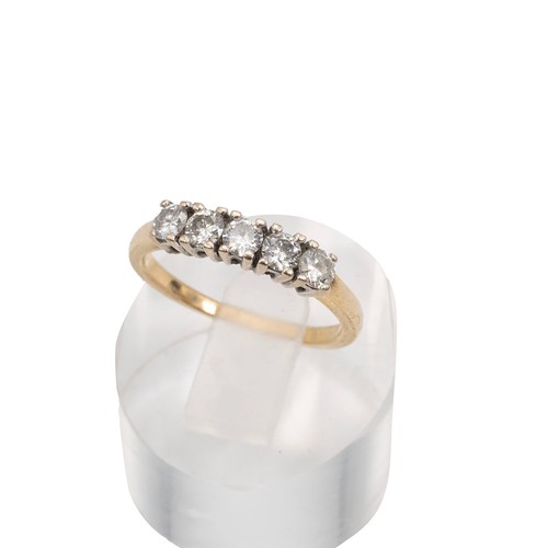38 - An 18ct gold five-stone diamond ring, the brilliant cut diamonds weighing approximately 0.15 carats ... 