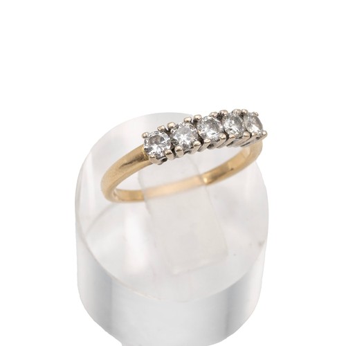 38 - An 18ct gold five-stone diamond ring, the brilliant cut diamonds weighing approximately 0.15 carats ... 
