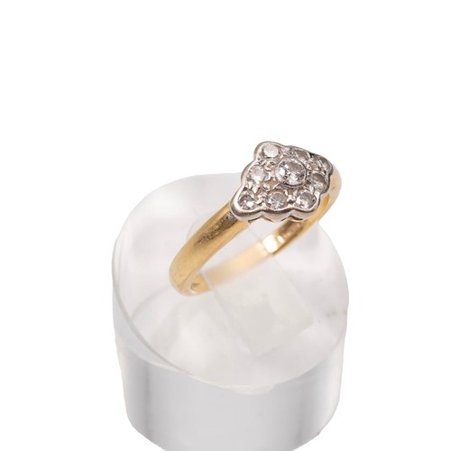 39 - An 18ct gold Art Deco diamond cluster ring, the centre stone approx 0.07ct set with a border of eigh... 
