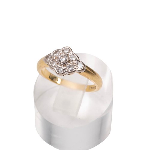 39 - An 18ct gold Art Deco diamond cluster ring, the centre stone approx 0.07ct set with a border of eigh... 