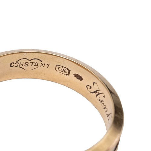 41 - Two 14ct gold bands, size P and K, gross weight 6.6 grams; a 22ct wedding band size P, weight 3.1 gr... 