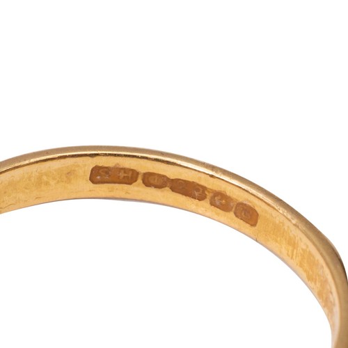 41 - Two 14ct gold bands, size P and K, gross weight 6.6 grams; a 22ct wedding band size P, weight 3.1 gr... 