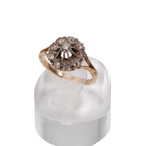 56 - 9ct gold (tested) Art Deco diamond ring, the central raised old cut diamond approx 0.10ct mounted in... 