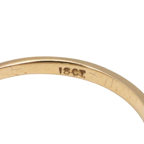 57 - An 18ct gold and three-stone diamond ring, the old European cut diamonds measuring approximately 3.0... 