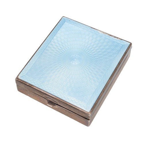 243 - Art Deco silver and guilloche enamel and engine turned decoration bedside/travelling clock, hallmark... 