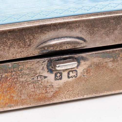 243 - Art Deco silver and guilloche enamel and engine turned decoration bedside/travelling clock, hallmark... 