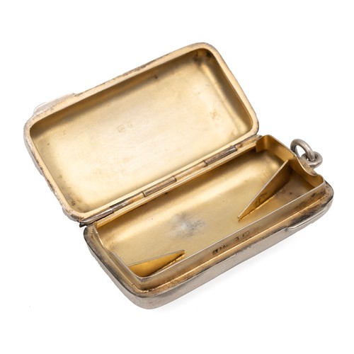 516 - An early 20th-century silver travelling ash-tray with plain exterior with hanging loop and gilt inte... 