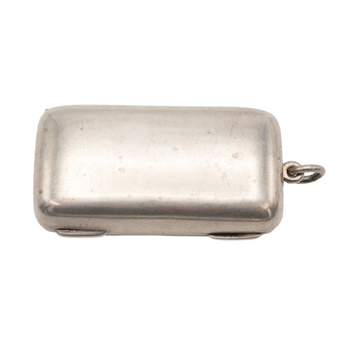 516 - An early 20th-century silver travelling ash-tray with plain exterior with hanging loop and gilt inte... 