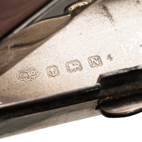 525 - Silver military ladies' vanity case, with red and blue enamelling to the case, with Artillery emblem... 