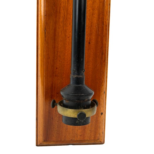 283 - Negretti & Zambra marine stick barometer with brass-mounted glass tube and thermometer, set on a... 