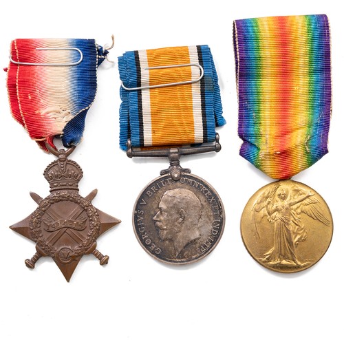 63 - A WWI medal group to include the 1914-1915 Star, the 1914-1918 War Medal and the Victory Medal, awar... 