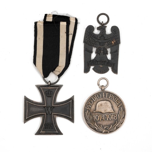 68 - A collection of WWI German medals to include an Iron Cross 2nd Class, a Hungarian Combatants medal a... 