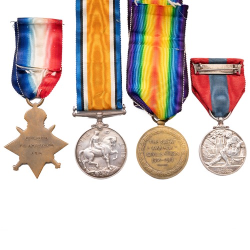 75 - A collection of medals to include 1914-1918 War Medal, Victory Medal and the 1914-15 Star, accompani... 