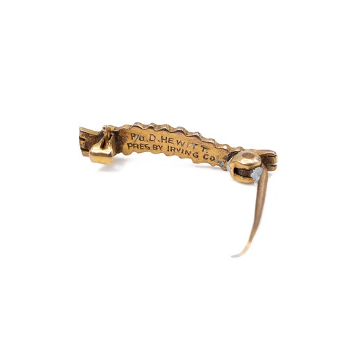 84 - A Caterpillar Club badge, modelled as a caterpillar with gem-set eyes, engraved on the reverse P/O D... 