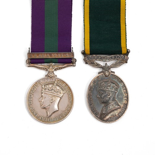 87 - Two King George VI medals to include the General Service Medal with S.E.Asia 1945-46 clasp, awarded ... 