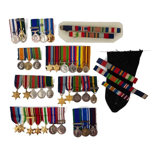 92 - A collection of mixed military miniature medals, to include four WWII examples, a WWI example and th... 
