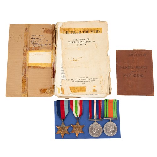 97 - A WWII medal group to include 1939-1945 Star, the Italy Star, the Defence Medal and the 1939-1945 Wa... 
