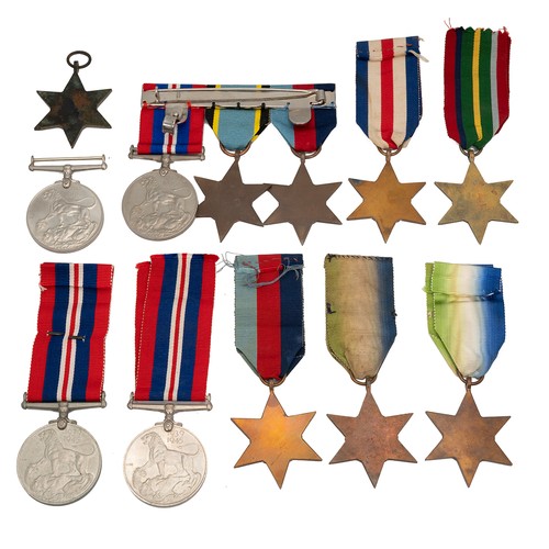 100 - A collection of mixed WWII British service medals, to include two Atlantic Star medals, an Italy Sta... 