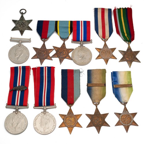100 - A collection of mixed WWII British service medals, to include two Atlantic Star medals, an Italy Sta... 