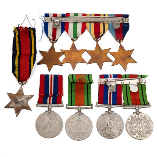 102 - A mixed group of WWII medals, to include the Burma Star, 1939-1945 Star, the Africa Star, Italy Star... 
