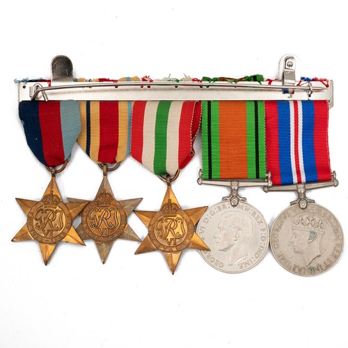 104 - WWII British medal group, to include 1939-1945 Star, Africa Star, Italy Star, the Defence Medal and ... 