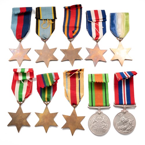 108 - A collection of WWII Service Medals to include 1939-1945 Star, the 1939-1945 War Medal, the Air Crew... 