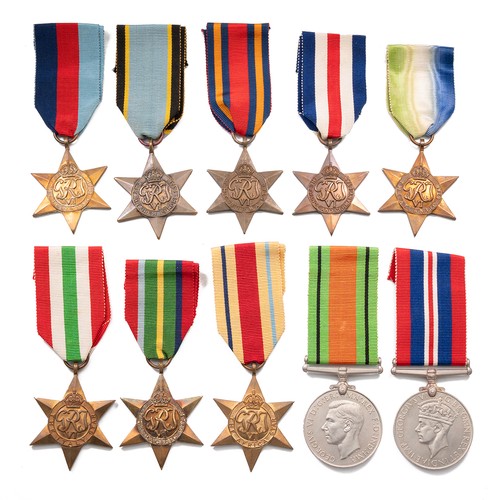 108 - A collection of WWII Service Medals to include 1939-1945 Star, the 1939-1945 War Medal, the Air Crew... 