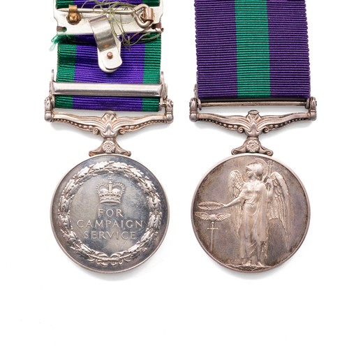 111 - Two Queen Elizabeth II General Service Medals, one with clasp to Cyprus, awarded to 4113684, L.A.C.D... 