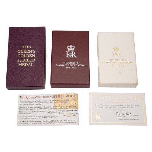 112 - A collection of coronation medals, to include two Golden Jubilee medals, a Diamond Jubilee medal and... 