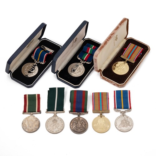 113 - Collection of medals to include a Merchant Navy Service Medal, two Service in the Canal Zone Medals,... 