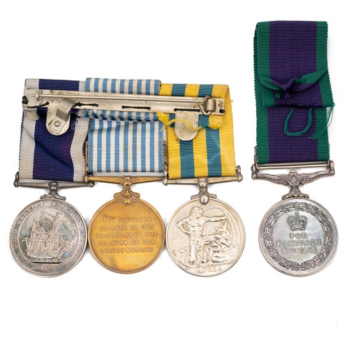 115 - A Queen Elizabeth II Royal Navy medal group Awarded to Able Seaman, later Leading Seaman, later Pett... 