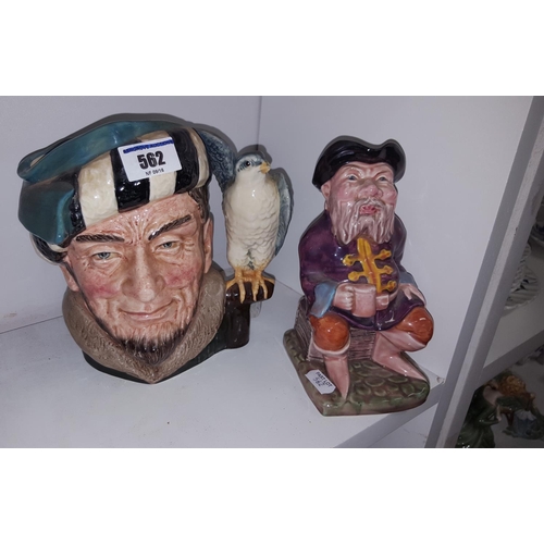 562 - A Royal Doulton Toby Jug 'The Falconer' and a Melba Ware Toby Jug 'The Tale teller'.