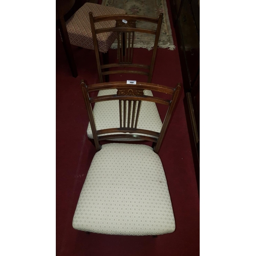 74 - A really good pair of Edwardian Mahogany inlaid Chairs.