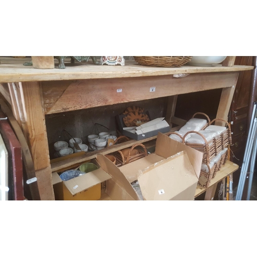 17 - A large stripped Pine table of neat proportions and a large 19th Century stripped Pine Kitchen Table... 