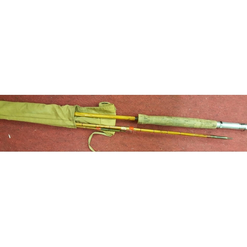 398 - An 8ft7 Split cane Rod with twin top.