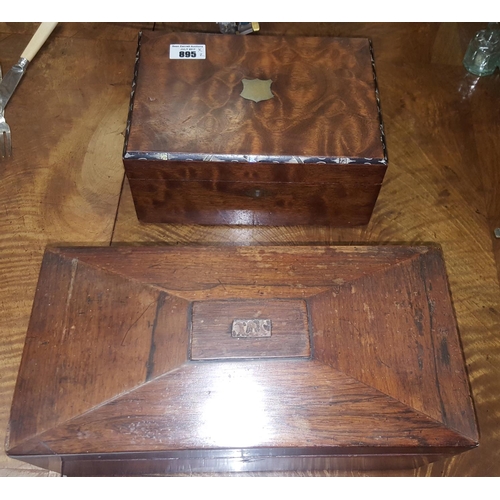 83 - A Regency Tea Caddy, missing centre bowl along with another 19th Century Walnut Box.