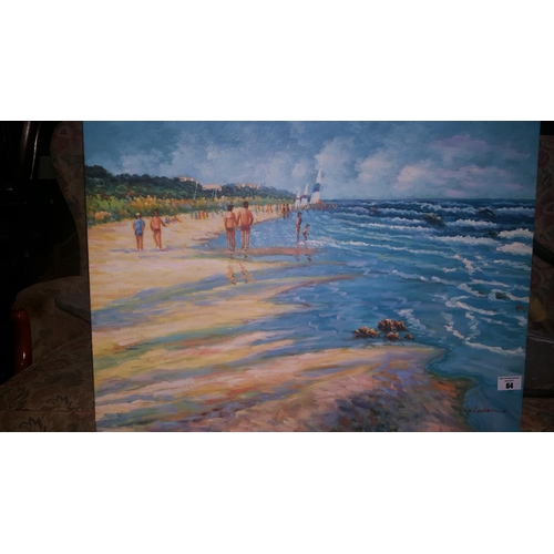 64 - An Oil on Canvas of a beach scene.