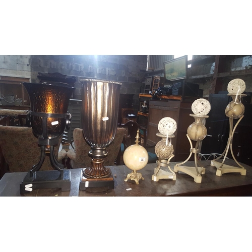 95 - Two Interiors centre pieces along with an Alabaster style centre ball along with a graduated set of ... 