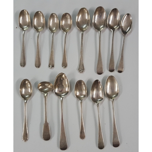 330A - A group of fourteen Silver Spoons of various makers, Georgian and later, some provincial UK silver.