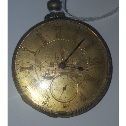 325c - A M. J. Tobias of Liverpool Pocket Watch in a brass case with a highly etched face.