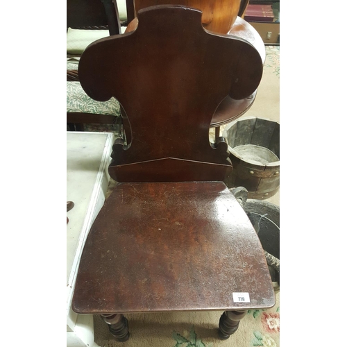 47 - A Georgian Mahogany Hall Chair.