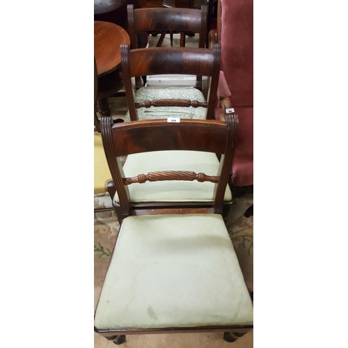 53 - A good Set of three Regency Mahogany Dining Chairs with roped edge centre carvings.