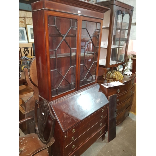 32 - An Edwardian Mahogany Bureau Bookcase with astragal glaze upper.