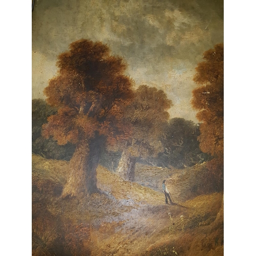 87 - A very large 19th Century Oil on Canvas of a country scene in its original gilt frame.